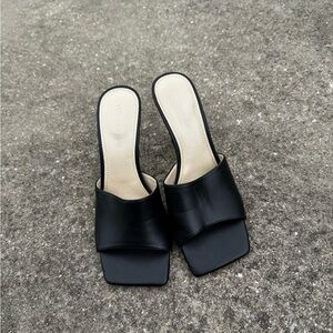 Marc Fisher Black Leather Mules